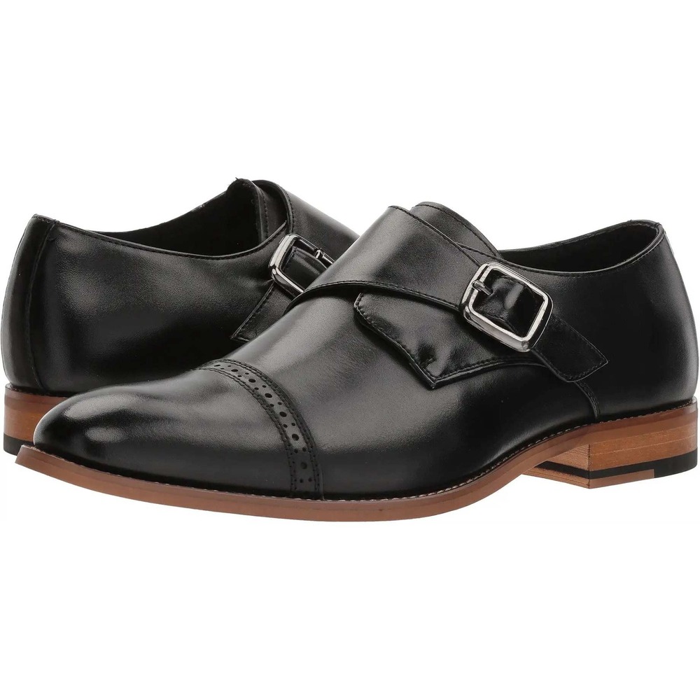 Black Dress Church Wedding Shoes Big Boys Size 6 Brogue Stacy Adams Monk Strap